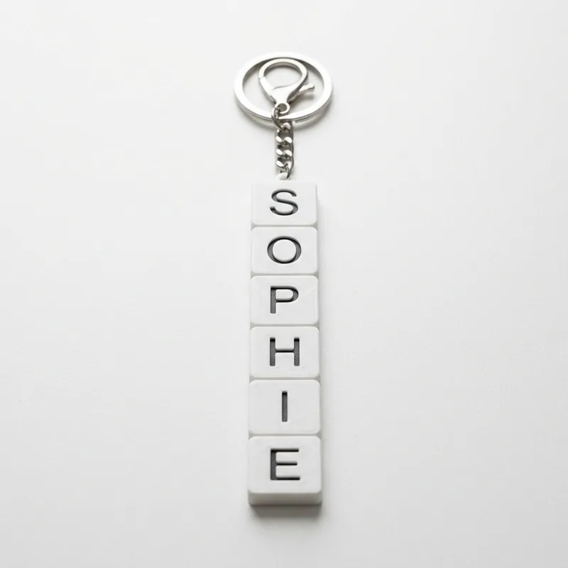 Letter Tile Name Keychain